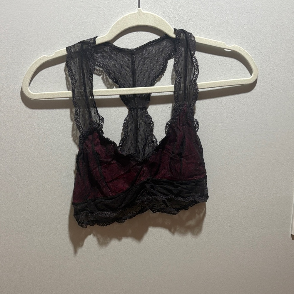 Honeydew Intimates Black and Burgundy Lace Bralette